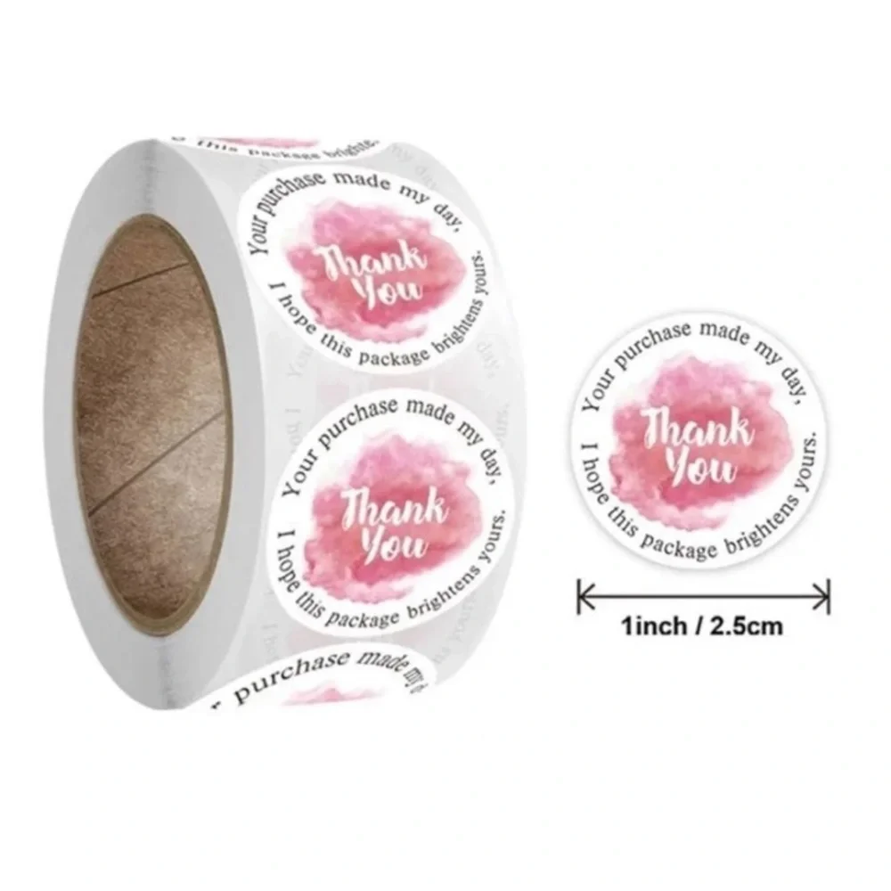 500!! 1-inch Thank You Stickers Packaging